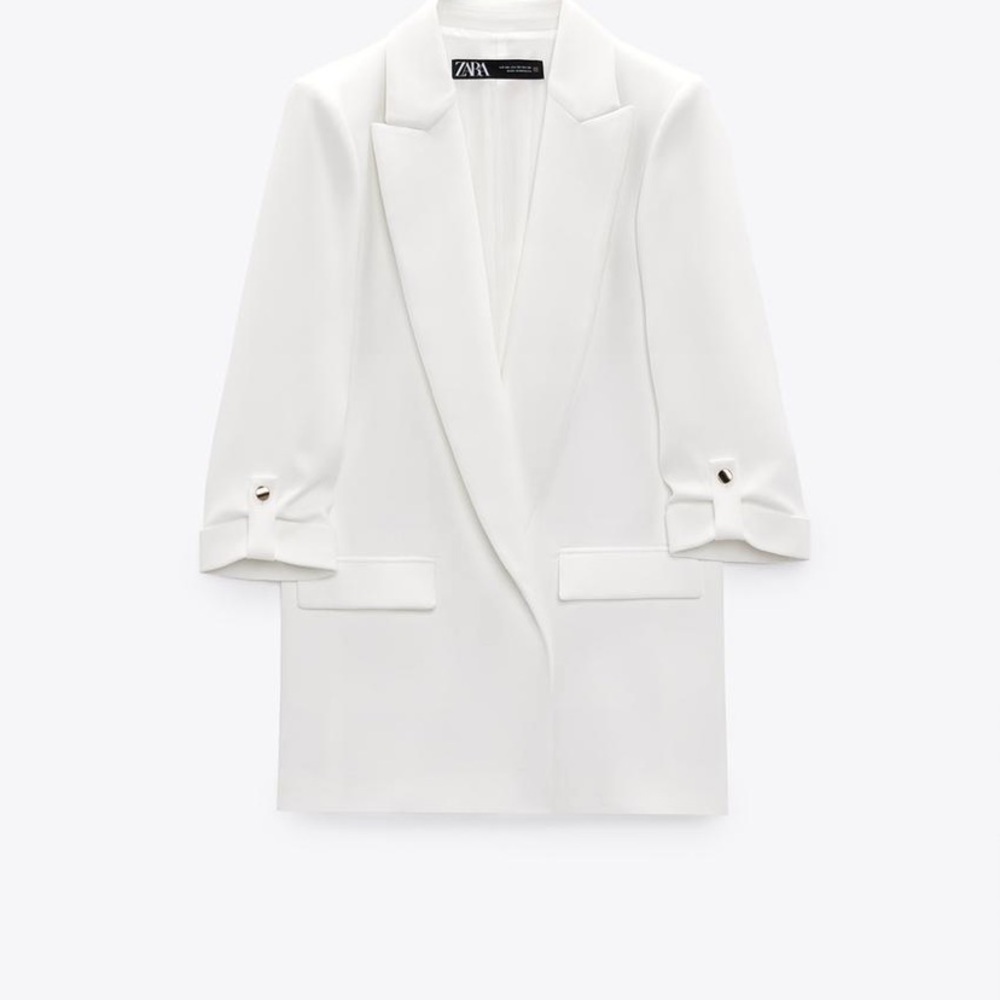 ZARA  WOMAN BLAZER WITH ROLLED-UP SLEEVES WHITE NEW WITH OUT TAG SIZE XXL